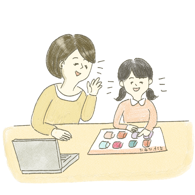 お子さんに希望を聞くお母さん